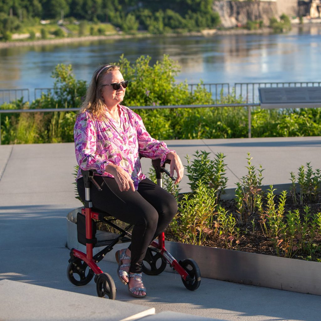 Triumph Escape Rollator Walker with Seat – Gray – 19” Seat Height