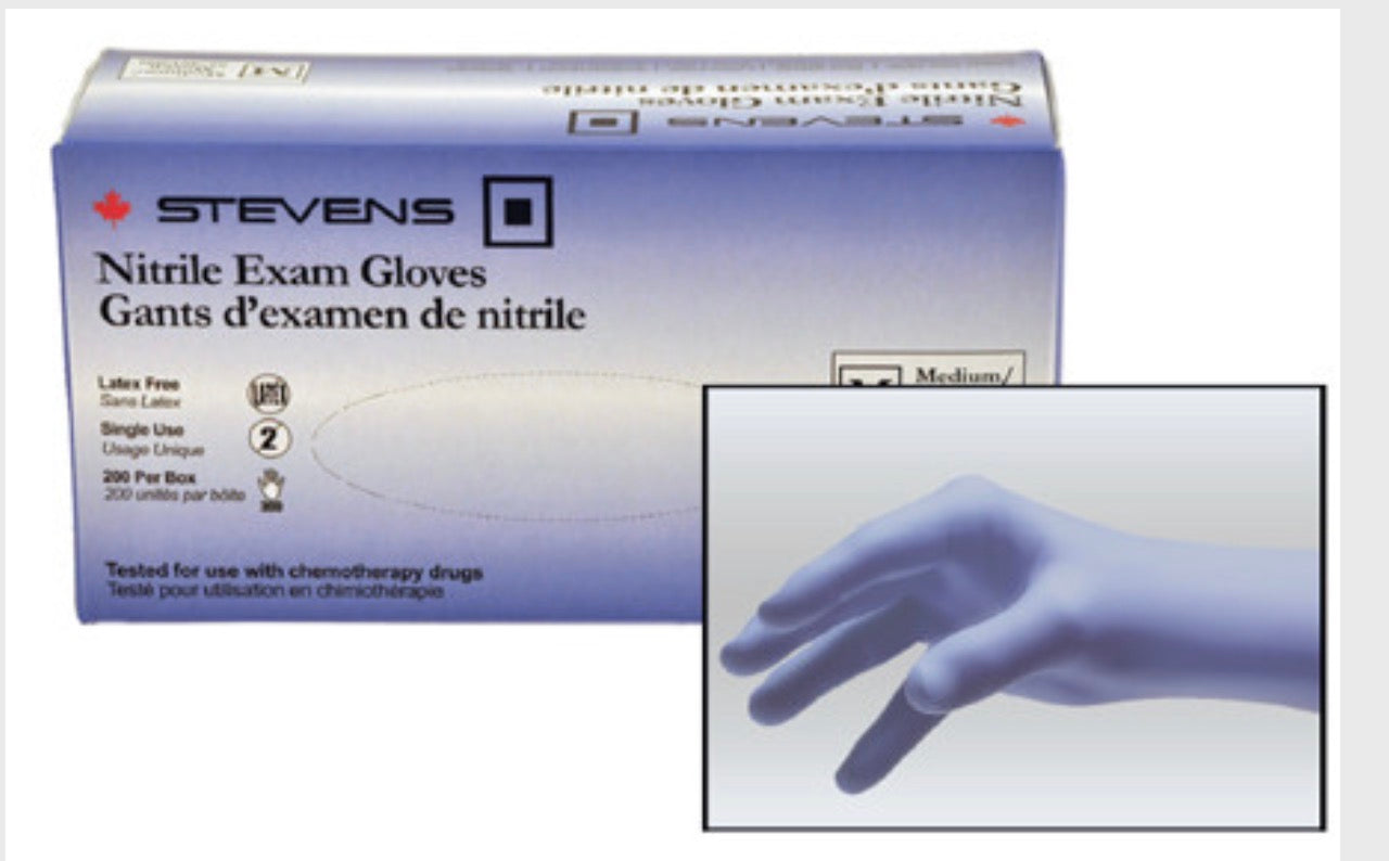 GLOVE EXAM NITRILE P/F N/S STEVENS MEDIUM BX
