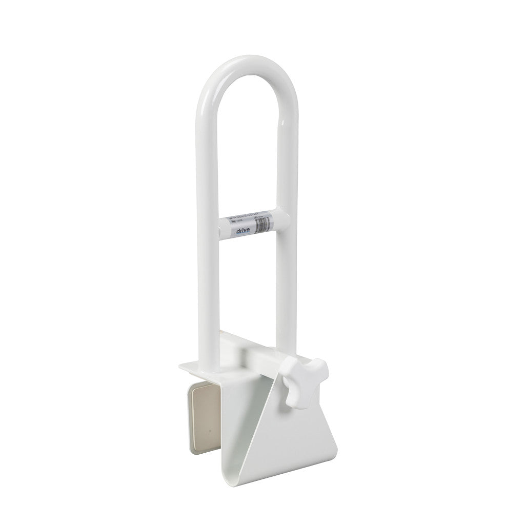 Drive Medical 12036 Clamp-On Tub Rail, Non-Adjustable, White Bathroom Safety Grab Bar