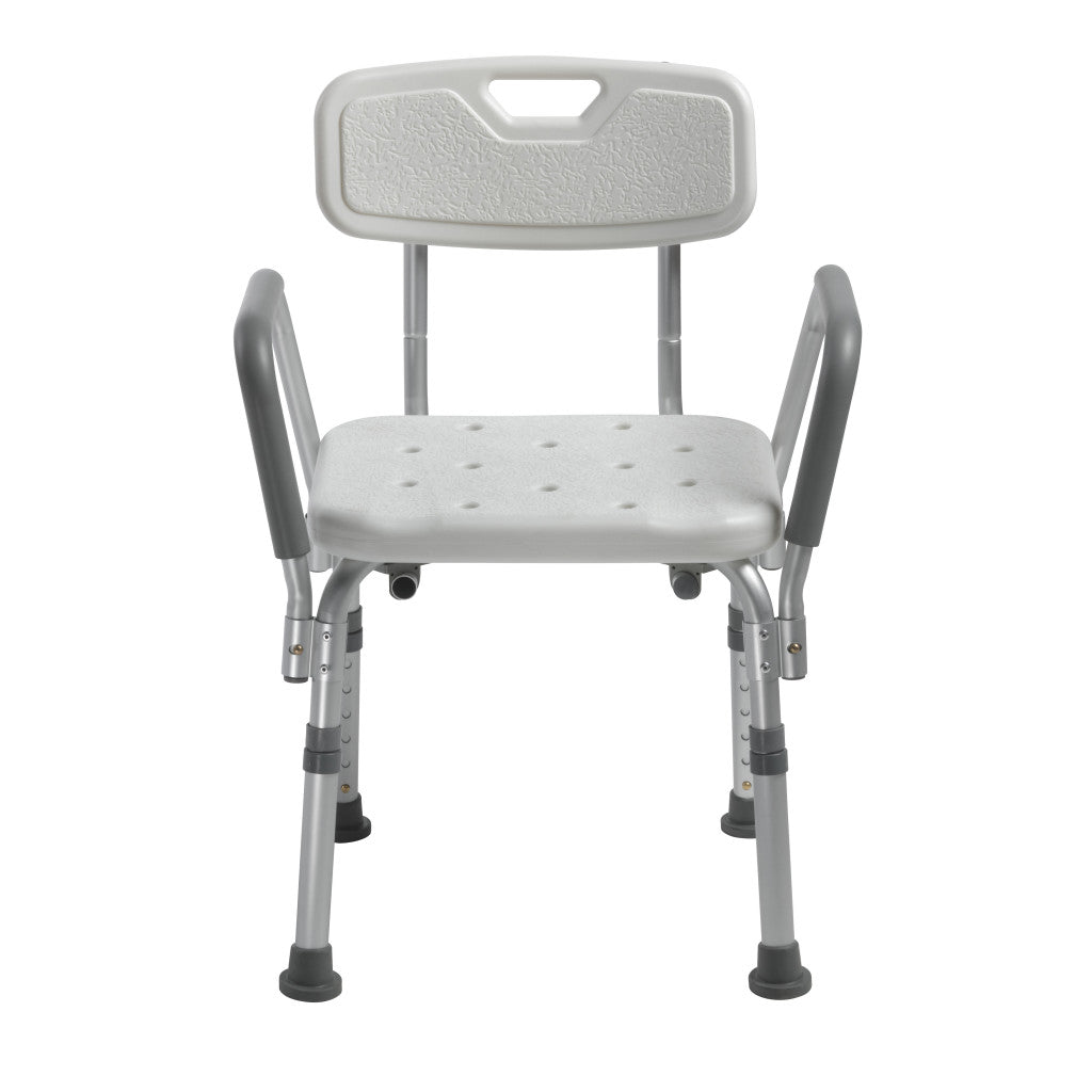 Shower Chair with Back and Removable Padded Arms, Adjustable Height Bath Bench, 350 lb