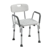Shower Chair with Back and Removable Padded Arms, Adjustable Height Bath Bench, 350 lb