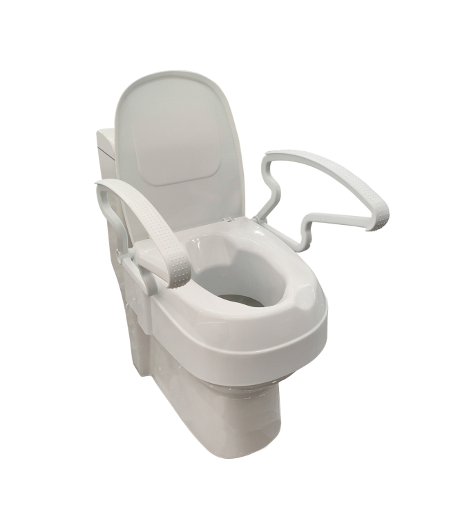 2" 4" 6" Raised Toilet Seat with Arms, Left Angle View
