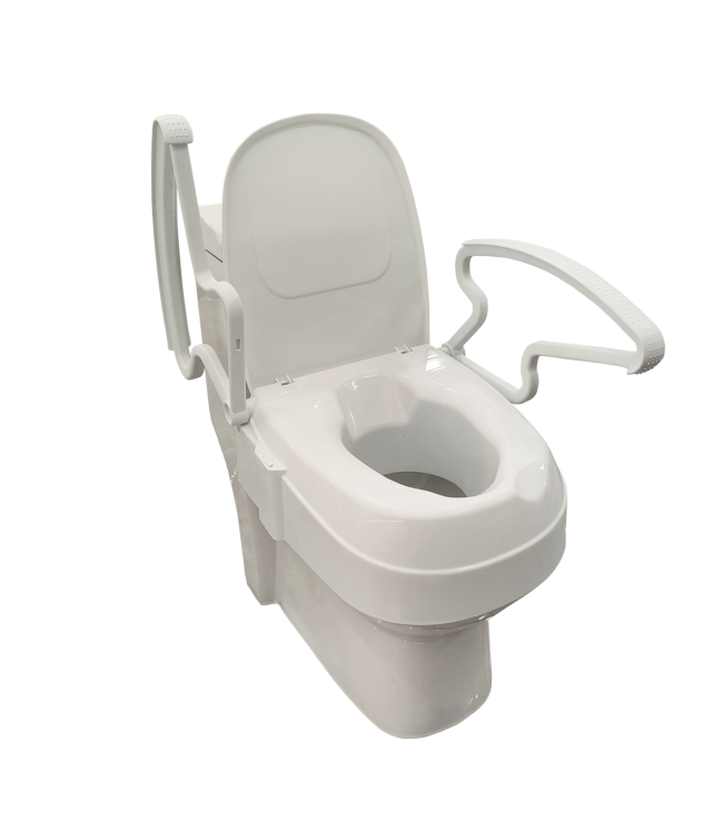 2" 4" 6" Raised Toilet Seat with Arms, Right Angle View