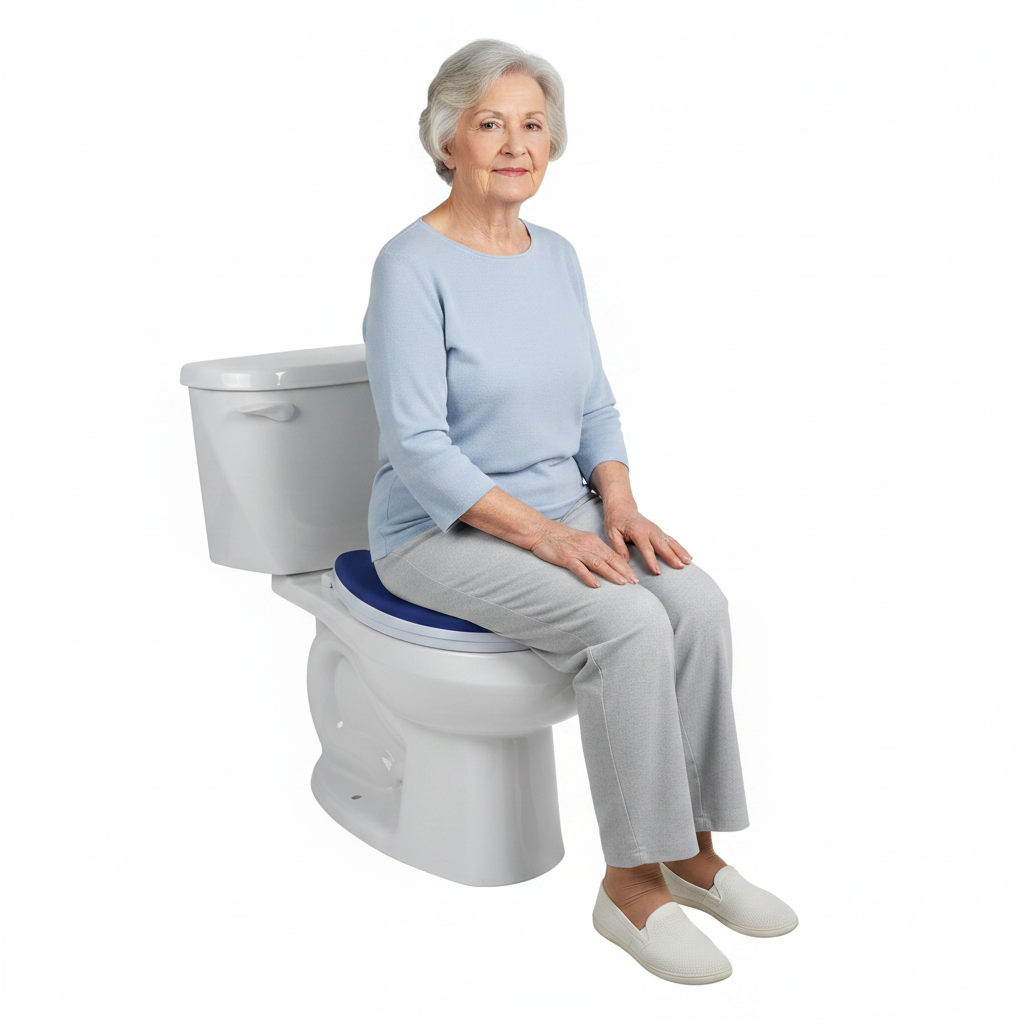 2" Adjustable Raised Toilet Seat with Person Seated