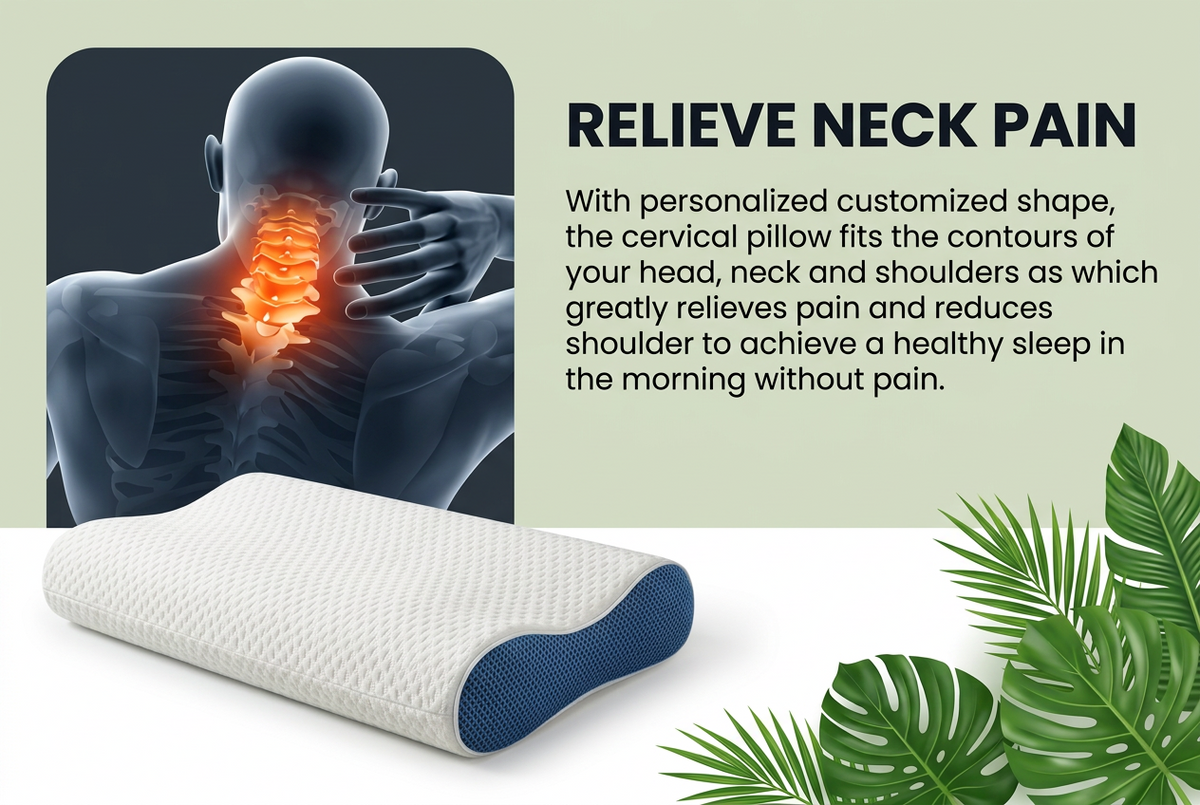 Orthopedic Memory Foam Pillow – Contoured High-Density Cervical Neck Support Pillow for Back & Side Sleepers