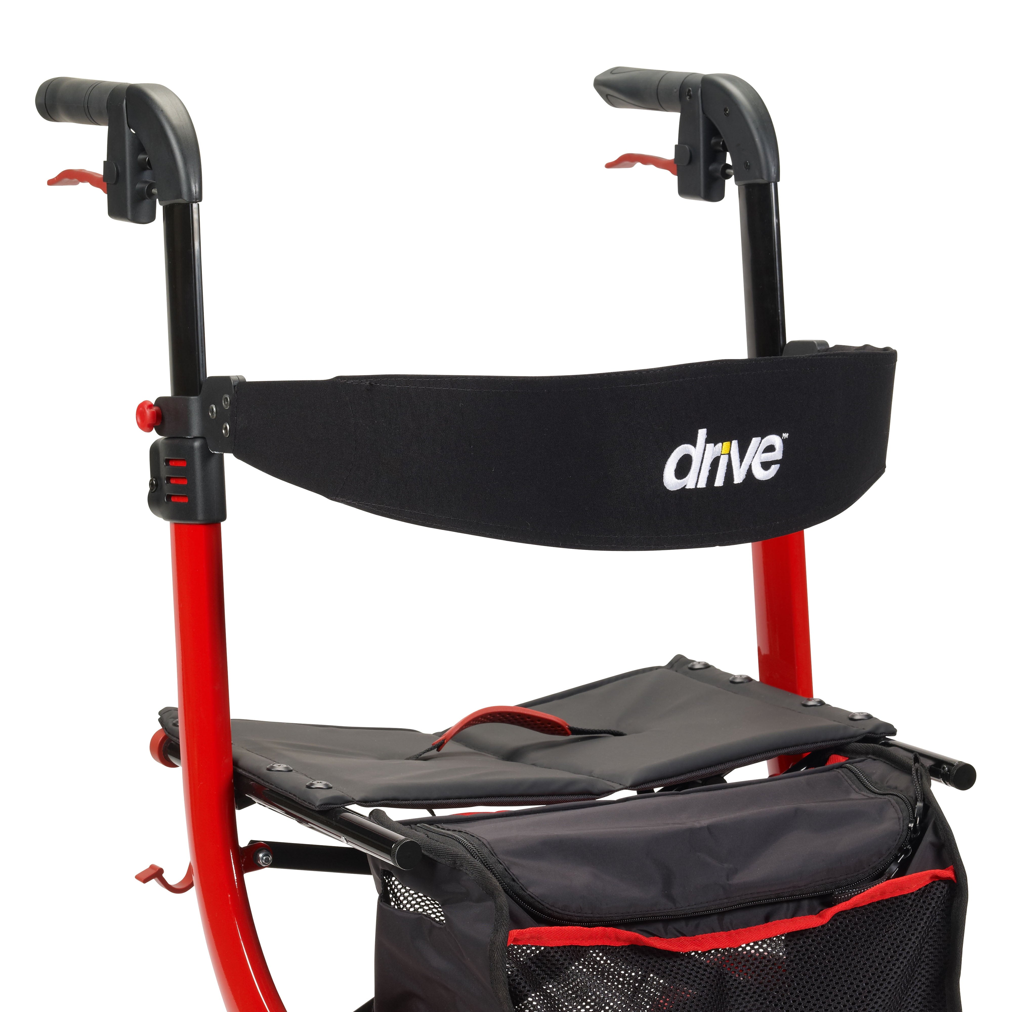 Déambulateur Rollator Nitro Drive | Déambulateur à roulettes 4 roues en aluminium 136kg | Rouge