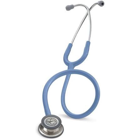 Close-up of the stainless steel chestpiece on the 3M Littmann Classic III Black Stethoscope.