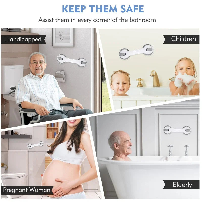2PCS Vacuum Suction Cup Shower Grab Bars Toilet Non-Slip Support Handles Bathroom Safety Grab Rod Handle Elderly Child Handrail