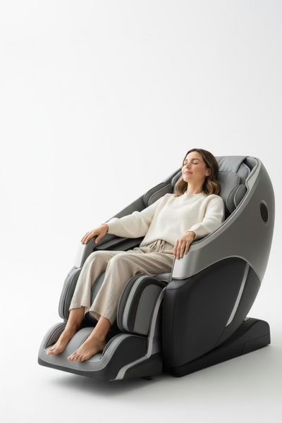 4D Zero Gravity Full Body Massage Chair | 53.15 Inch SL Track | Heat & Foot Rollers | Grey