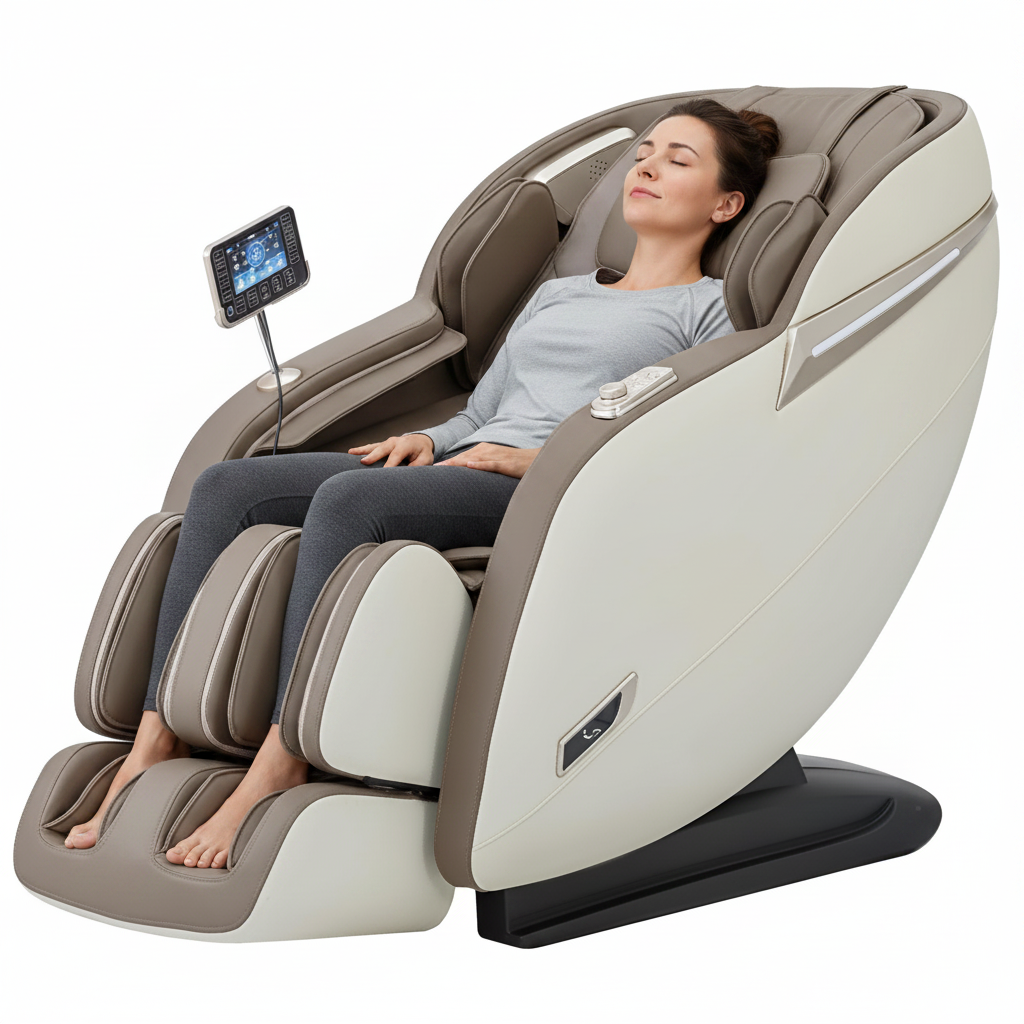 4D Zero Gravity Full Body Massage Chair | SL Track Recliner with Heat & Foot Rollers | Beige