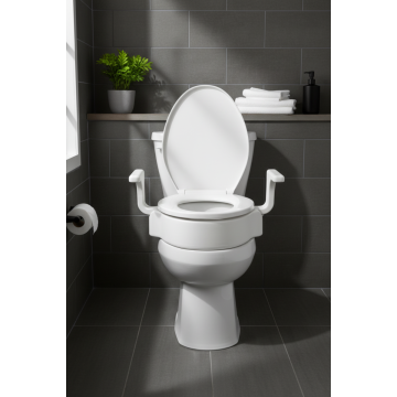 2"/4"/6" Raised Toilet Seat with Arms | Adjustable Toilet Riser