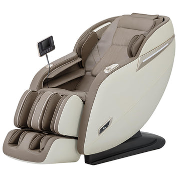 Full Body Massage Chair, 4D Zero Gravity Recliner with Yoga Stretch, SL Track, Airbags, Heating, Touch Screen & Foot Rollers ( Beige )