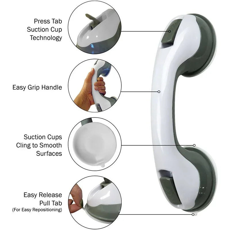 2PCS Vacuum Suction Cup Shower Grab Bars Toilet Non-Slip Support Handles Bathroom Safety Grab Rod Handle Elderly Child Handrail