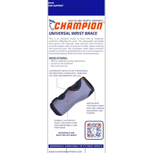 Champion 0449 Universal Wrist Brace Reversible Support Splint Carpal, view 2 of 4 – Must Medical Equipment Surrey