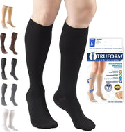 8865 Bas de compression médicaux Truform 20-30 mmHg, microfibre, hauteur genou, bout fermé
