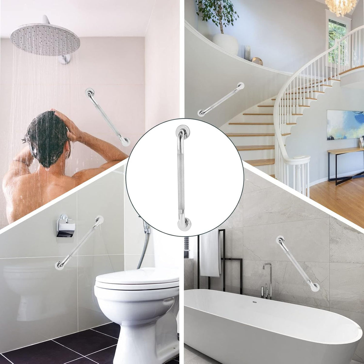 Chrome 24" Knurled Grab Bar Bathroom Grab Bars,Anti Slip Grab Bars for Senior