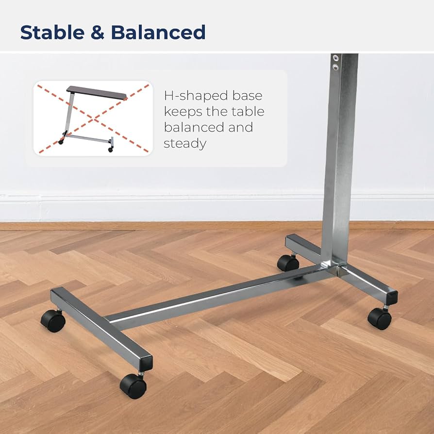 Drive Overbed Table Non-Tilt Top | Chrome Base | Adjustable Height | Hospital Furniture