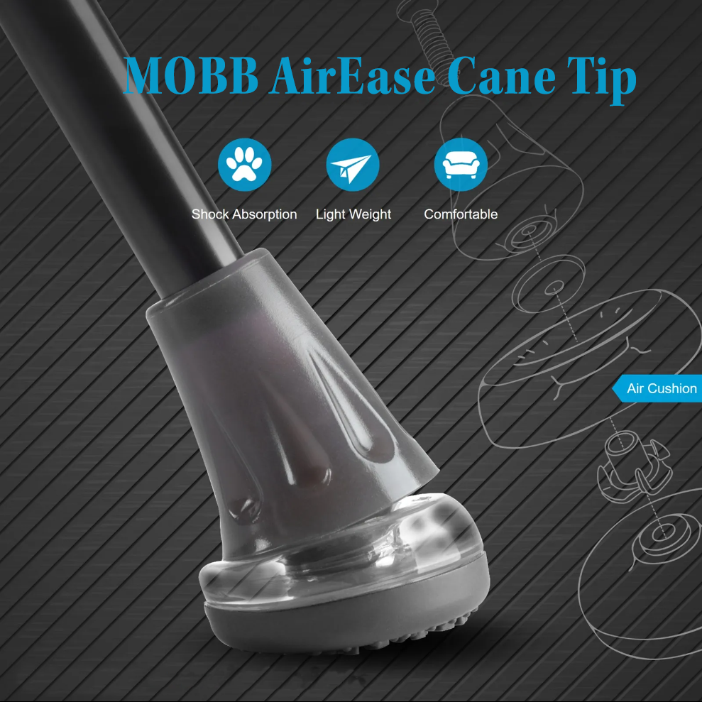 front view of the AirEase all-terrain shock-absorbing replacement cane tip.