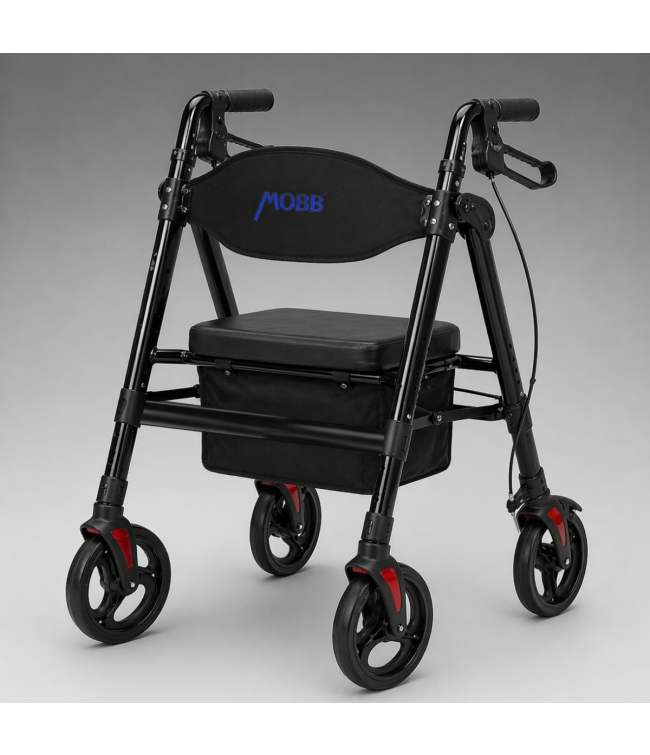 Aluminum Folding Bariatric Rollator, Black Detail View