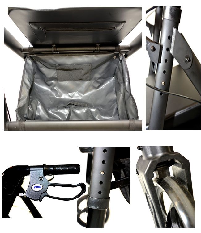 Aluminum Folding Bariatric Rollator, Seat Detail