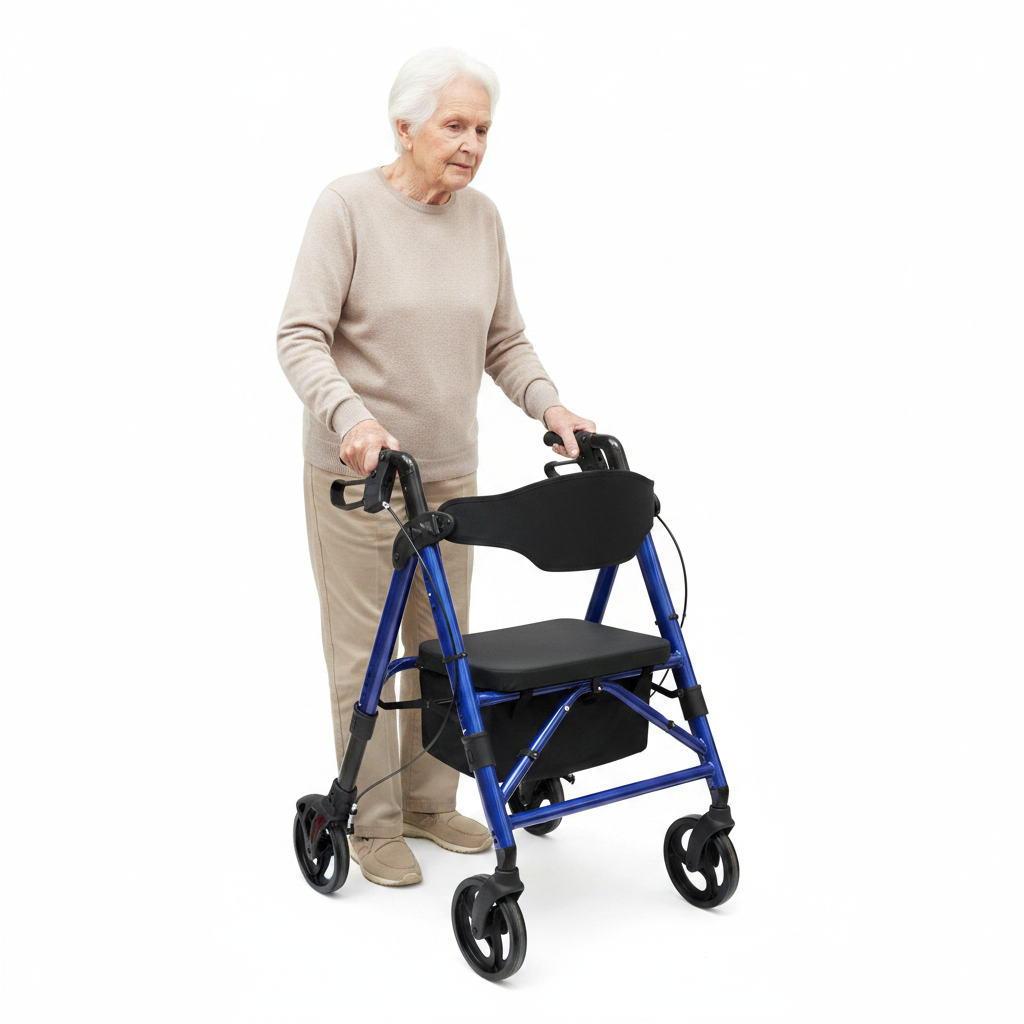 Aluminum Folding Bariatric Rollator with Person Using