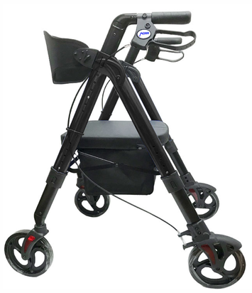 Heavy duty Aluminum Folding Barriatric Rollator (Black)