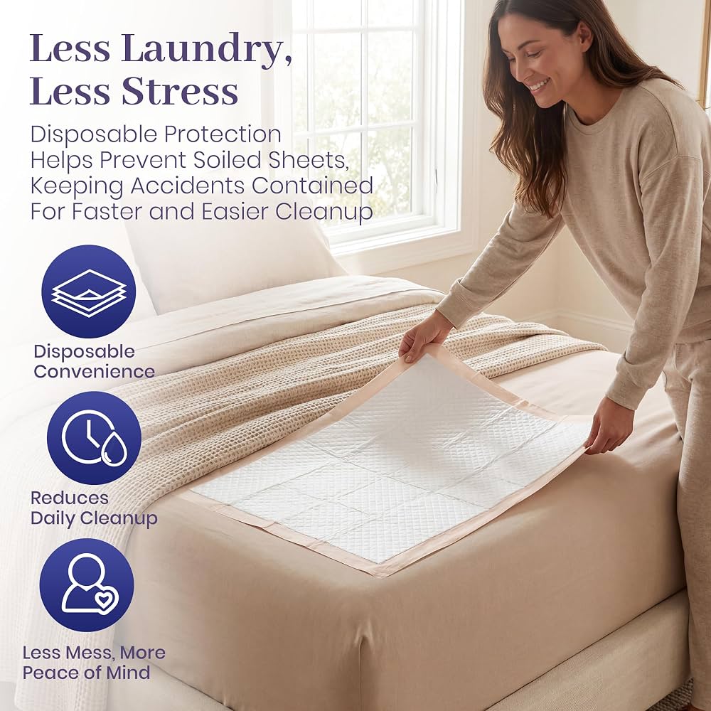 Disposable Underpad 30x30 Inch Super Absorbent Peach Poly Case of 100, view 3 of 3 – Must Medical Equipment Surrey
