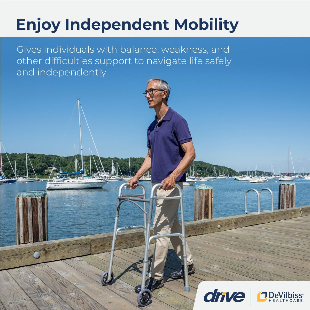 Drive Medical Folding Junior Walker with 5 Inch Wheels, view 2 of 3 – Must Medical Equipment Surrey