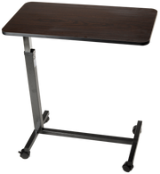Drive non-tilt overbed table with wood top and chrome rolling base