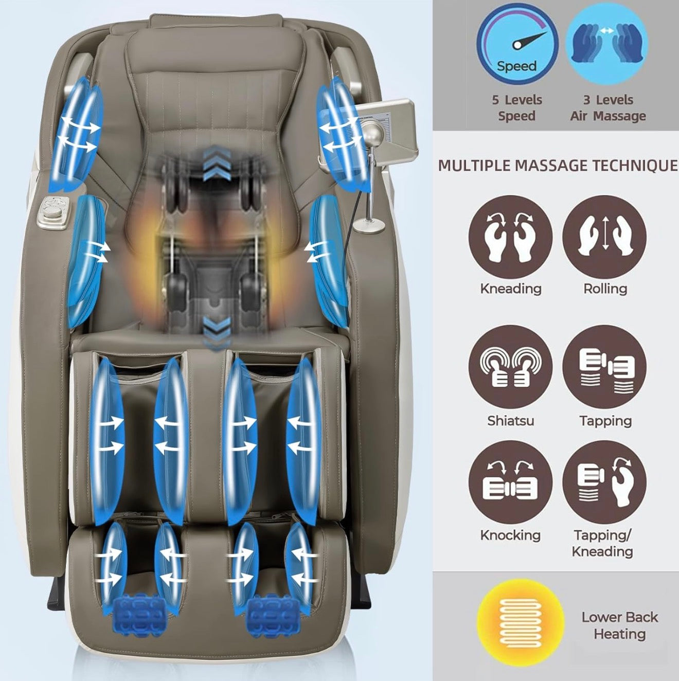 Full Body Massage Chair, 4D Zero Gravity Recliner with Yoga Stretch, SL Track, Airbags, Heating, Touch Screen & Foot Rollers ( Beige )