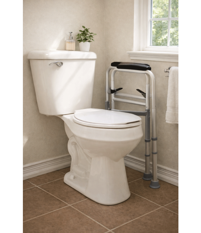 Folding Toilet Safety Frame in Bathroom Setting