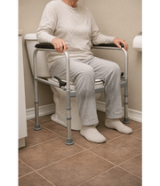 Folding Toilet Safety Frame with Person Seated