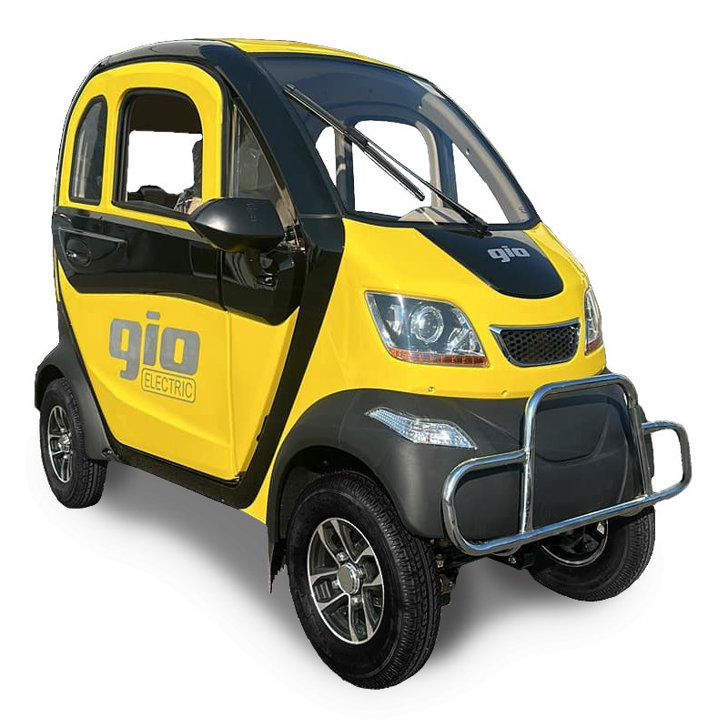 Gio Golf enclosed mobility scooter, side view of the weatherproof cabin