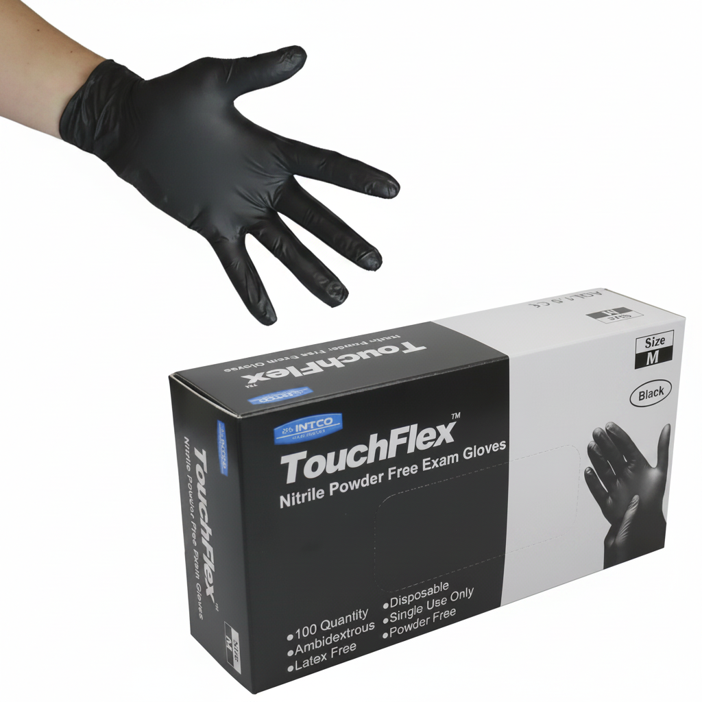 Glove Exam Nitrile Black Powder-Free Non-Sterile Extra-Strong X-Large 10.5" BX/100