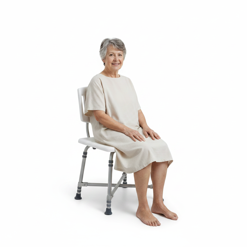 Heavy Duty Bath Chair with Back with Person Seated