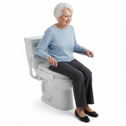 Hinged 4" Raised Toilet Seat with Arms with Person Seated