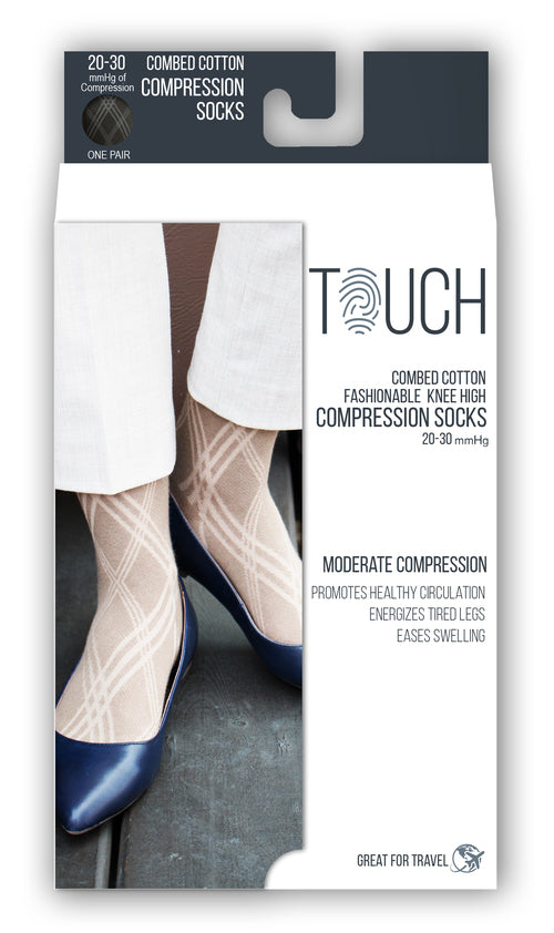 Truform Women's Argyle Compression Socks 20-30 mmHg – Knee High Graduated Compression
