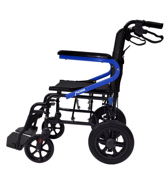 Lightweight Transport Chair with 12" Rear Wheels, Blue Green and Yellow