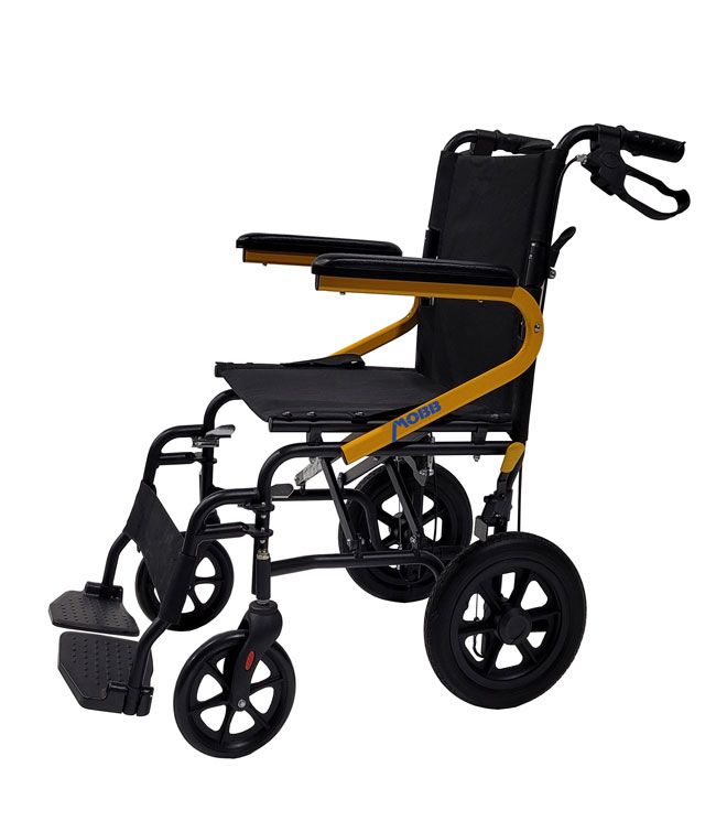 Lightweight Transport Chair with 12" Rear Wheels, Yellow