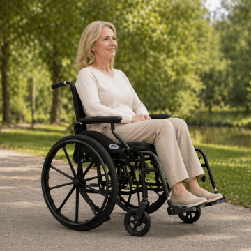 MOBB Steel Wheelchair, Angle View