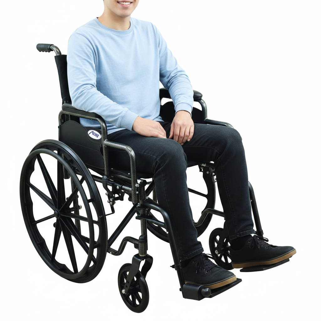 Black wheelchair with a visible brand logo on Must Medical Equipment