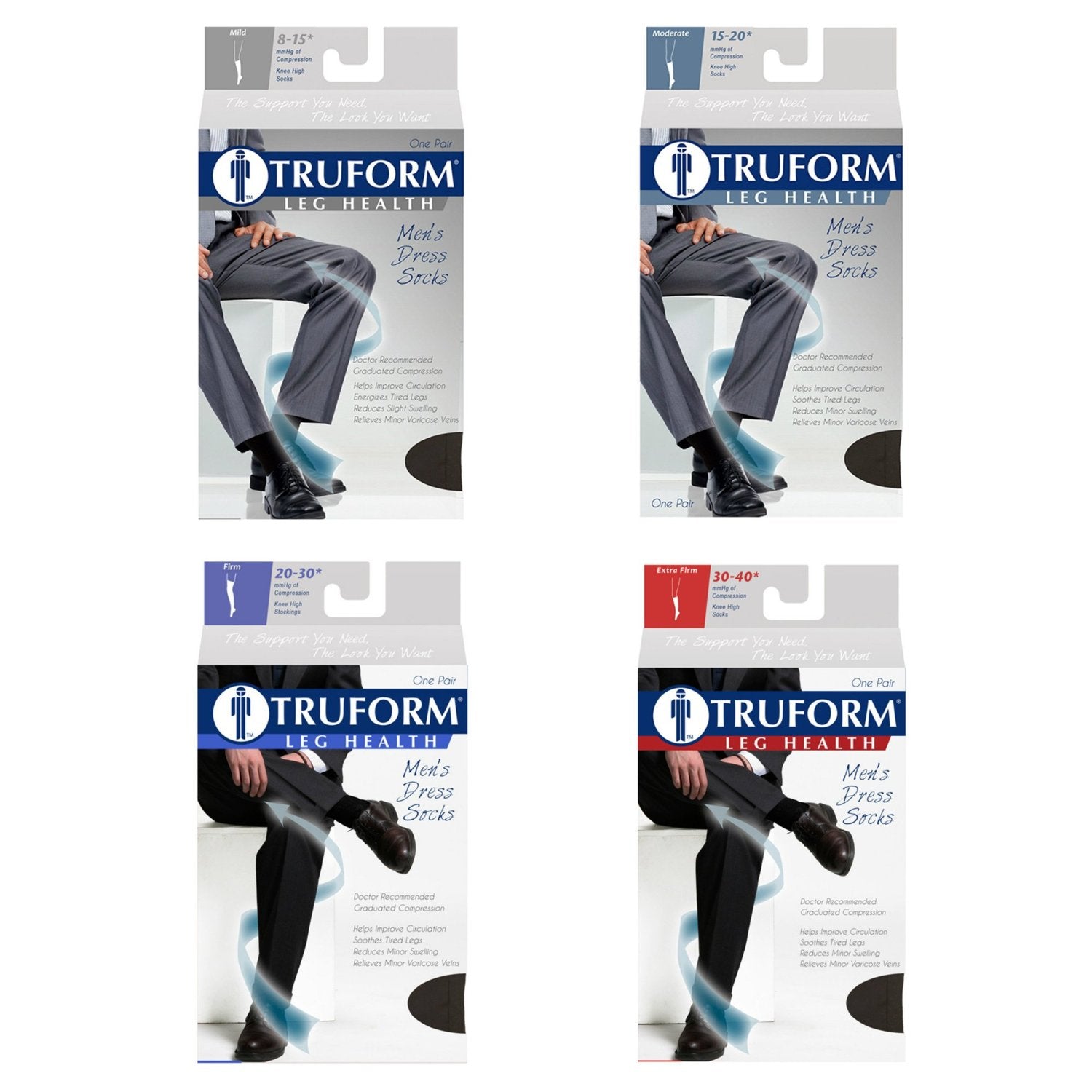 Truform Men's Compression Dress Socks 20-30 mmHg Knee High - Graduated Support for Circulation, Swelling & Varicose Veins