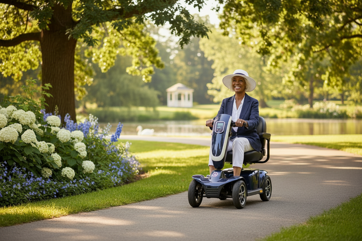 Women using a scooter in Burnaby BC 