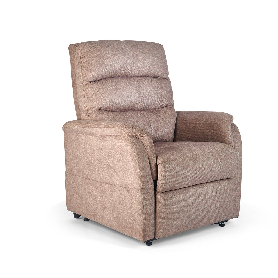 Golden DeLuna Elara power lift recliner upright in a living room, showing chaise pad seating and padded armrests