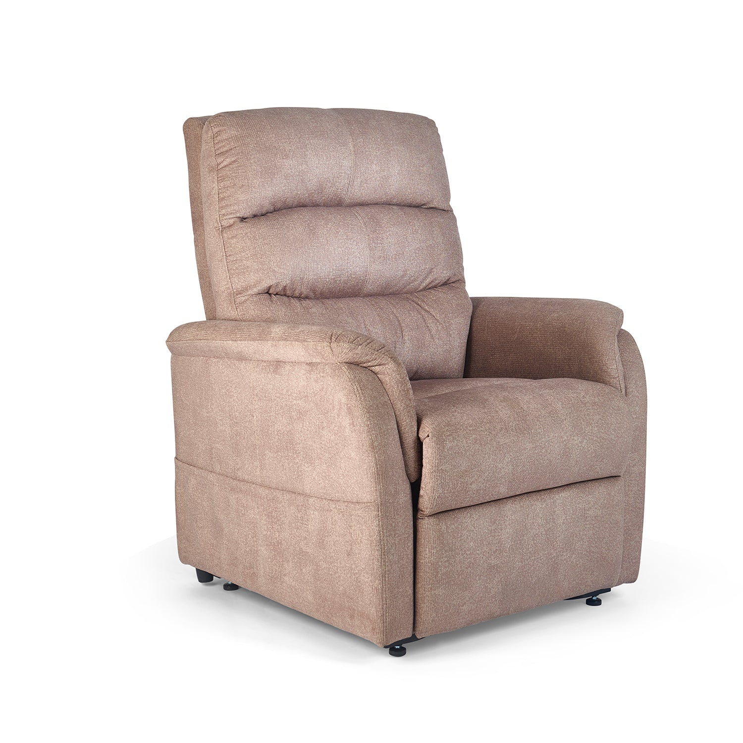 Golden DeLuna Elara power lift recliner upright in a living room, showing chaise pad seating and padded armrests