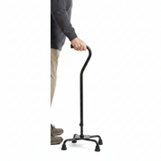 Quad Cane Large Base Black with Person Using Cane