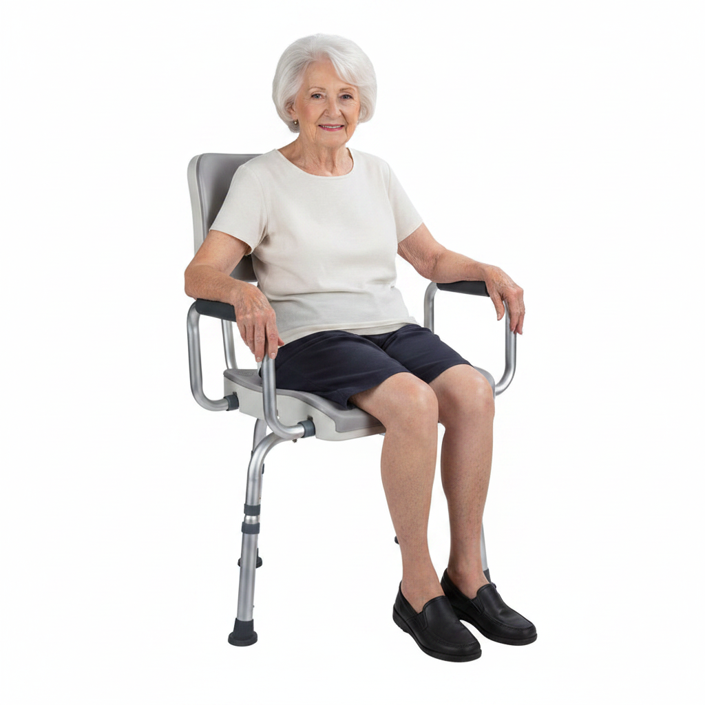Swivel Shower Chair with Person Seated