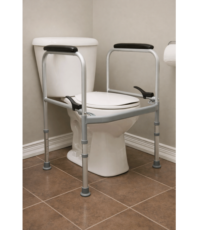 Folding Toilet Safety Frame in Bathroom Setting