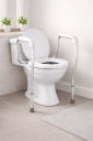 Toilet safety frame with adjustable height grab bars