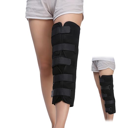 Tri-Panel Knee Immobilizer Orthopedic Knee Splint for Post Surgery Recovery, Supportive & Adjustable Side Panels Knee Splint, Full Leg Support Brace for Men and Women